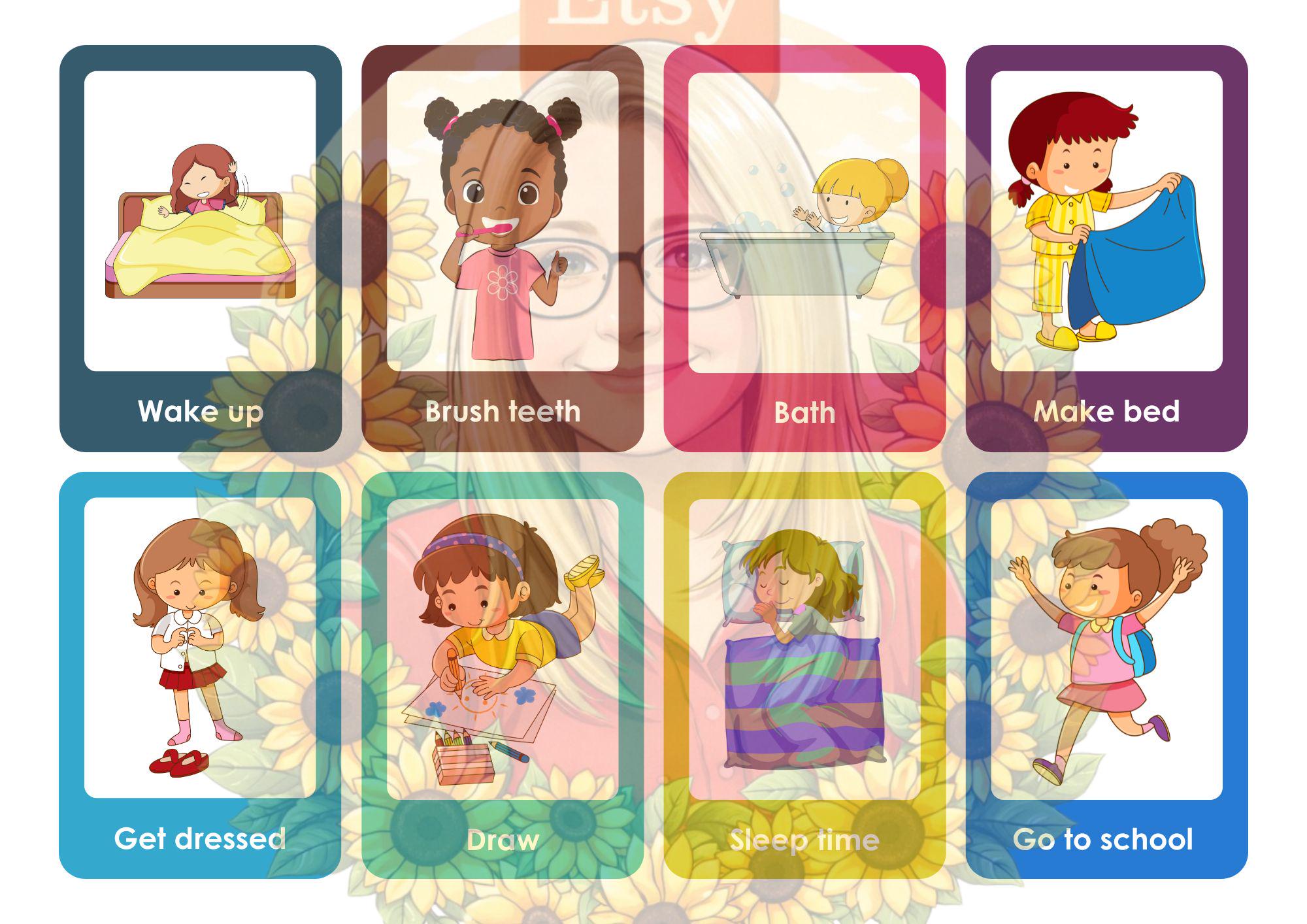 Boy & Girl Daily Routine Flash Cards / PEC Cards - Routine Cards ...