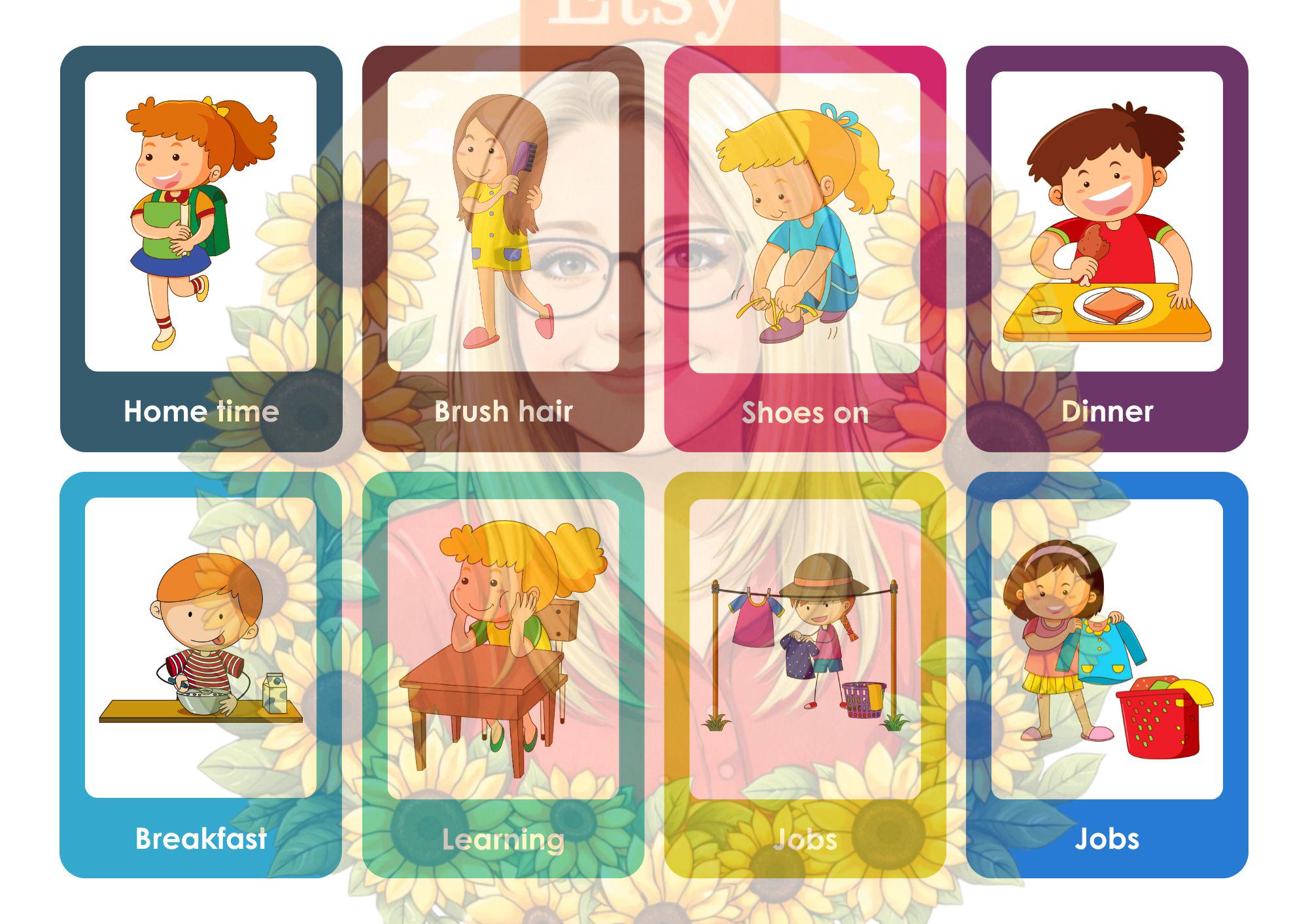 Pec Printables Daily Routine Boy & Girl Daily Routine Flash Cards / PEC Cards - Routine Cards ...