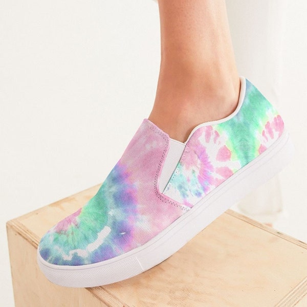 Olive Green Tie Dye Women's High Top Shoes