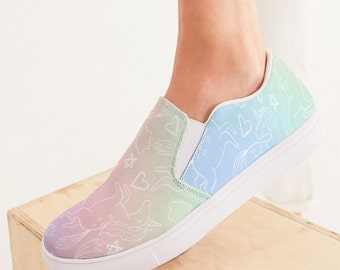 Rainbow unicorn Women's Slip-On Canvas Shoe, gift for her