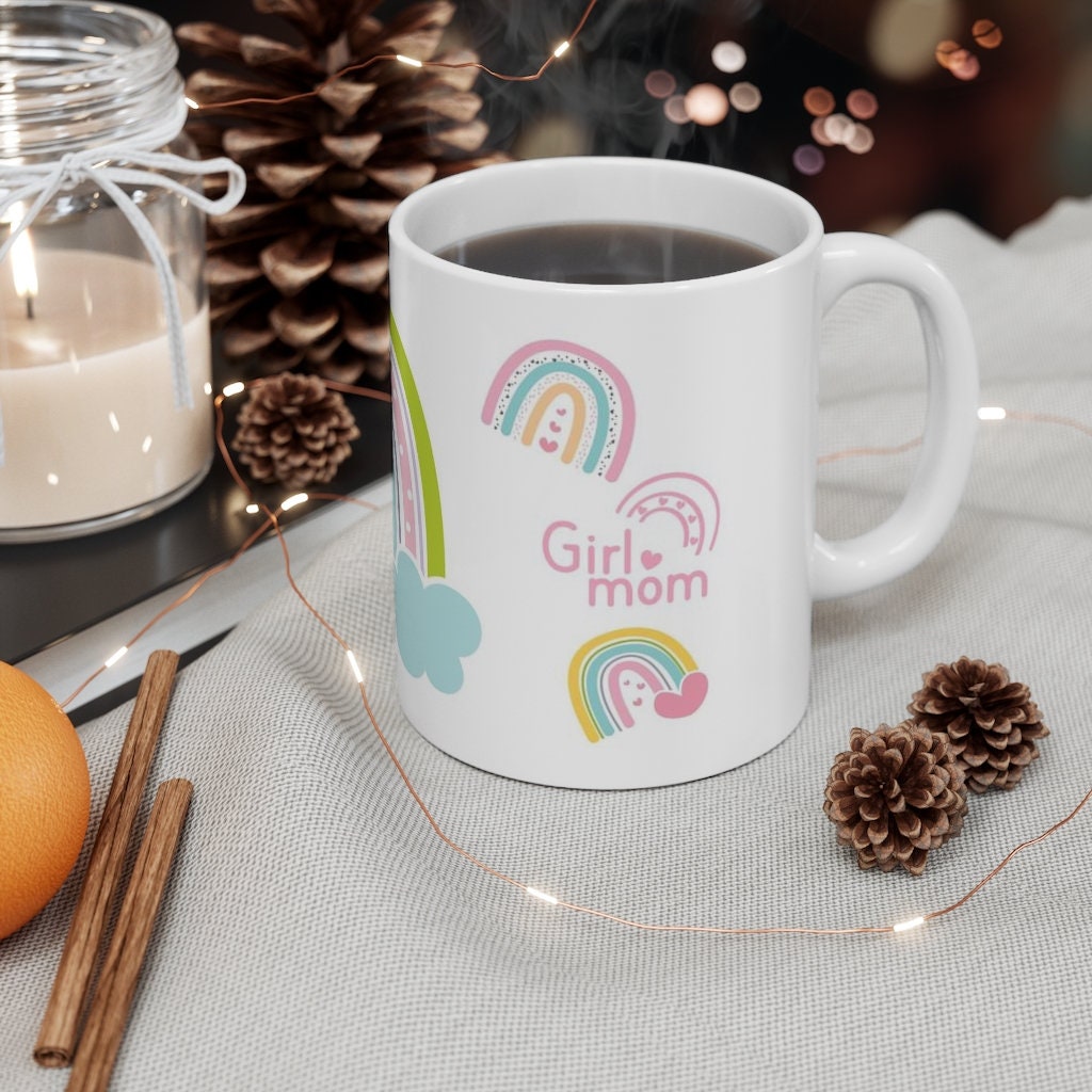 Yanashop88 Girl Mom Coffee Mug, Mama Rainbow Boho Mother's Day Gift, Of  Girls Cup, Gifts For 11oz, White