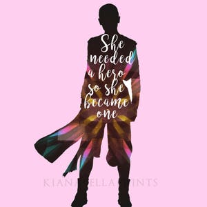 Star Wars inspired wall art decor quote she needed a hero so she became one Rey Skywalker, The Force Awakens, Daisy Ridley image 2