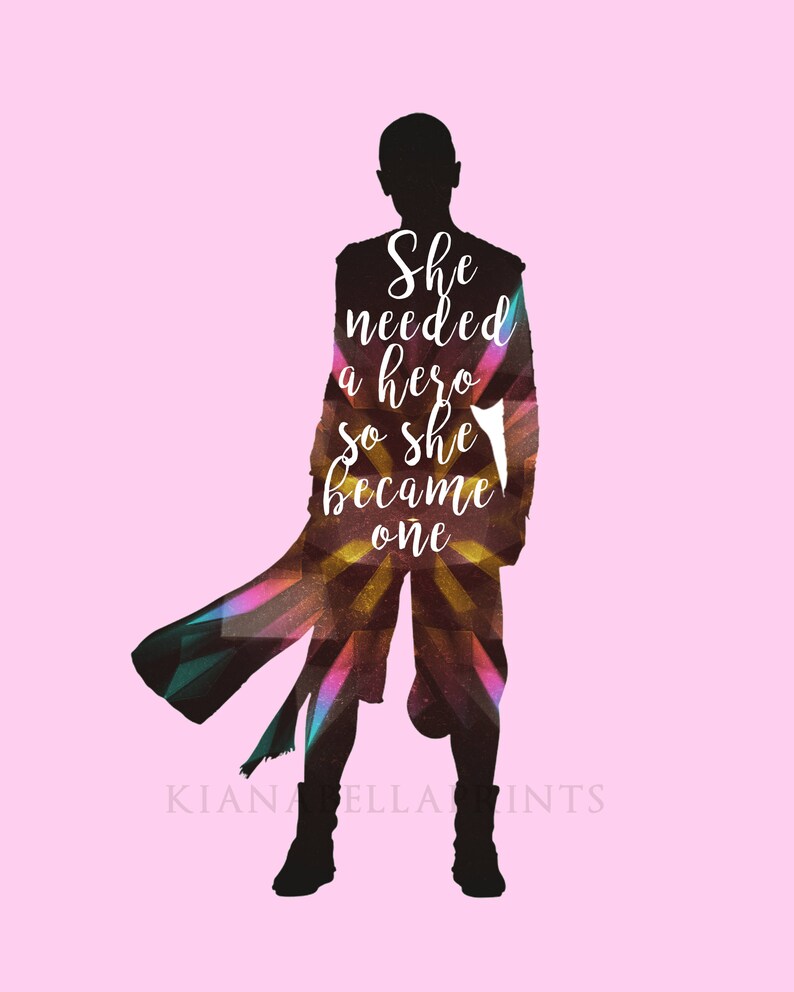 Star Wars inspired wall art decor quote she needed a hero so she became one Rey Skywalker, The Force Awakens, Daisy Ridley image 2