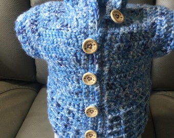 Crocheted Toddler Sweater: One-of-a-Kind Blue Knit Vest (9-12 Months)