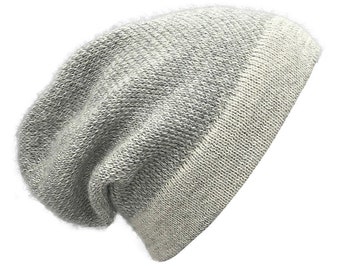 Gray Alpaca Knit Beanie Hat, Gray Fair Trade Handmade Slouchy Alpaca Beanie Winter Hat from Peru, Unisex Beanie, Women's Mens Beanie