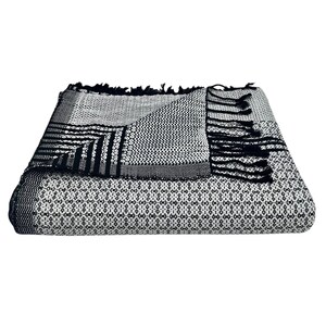 Gray Silver Black Fair Trade Tapestry Blanket, Handloom Tapestry Blanket Cambodia, Gray Silver Black Organic Cotton Handmade Tapestry Throw image 4
