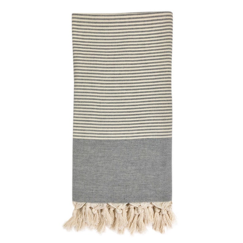 Charcoal Fair Trade Towels Blue Stripe Bath Towel Beige Etsy