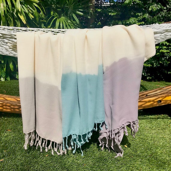 Shop Striped Tie Dyed Tan Turkish Beach Towel
