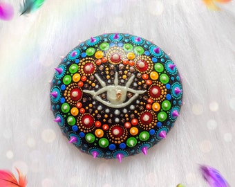 deco paperweight lucky charm art collectible Mandala Stone hand painted mandala Art mandala Rock