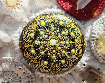 deco paperweight lucky charm art collectible Mandala Stone hand painted mandala Art mandala Rock