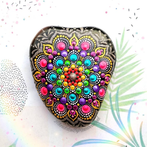 MandalasByRainbowSoul mini dot mandala acrylic painting on canvas dot art spiritual decoration ~ mandala canvas hand painted gift for her