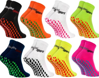 Rainbow Socks - Women Men Terry Sport Non Slip Ankle Socks 8 Pairs