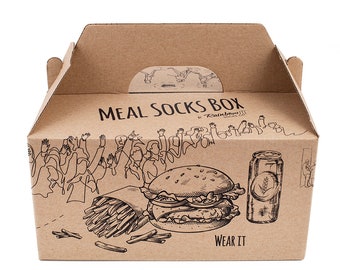 Meal Socks Box: Burger, Beer and Fries Original Unique socks Made in UE ideal for gift, Surprise! High QUALITY cotton