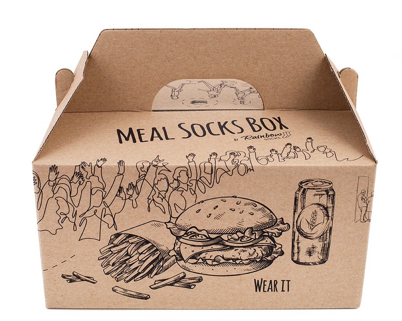 Meal Socks Box Burger Beer and Fries Original Unique Socks Etsy