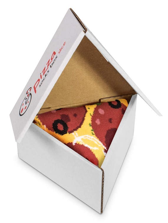 PIZZA SOCKS BOX Pepperoni 1 pair Cotton Socks Made In Europe Unisex Funny Gift! 
