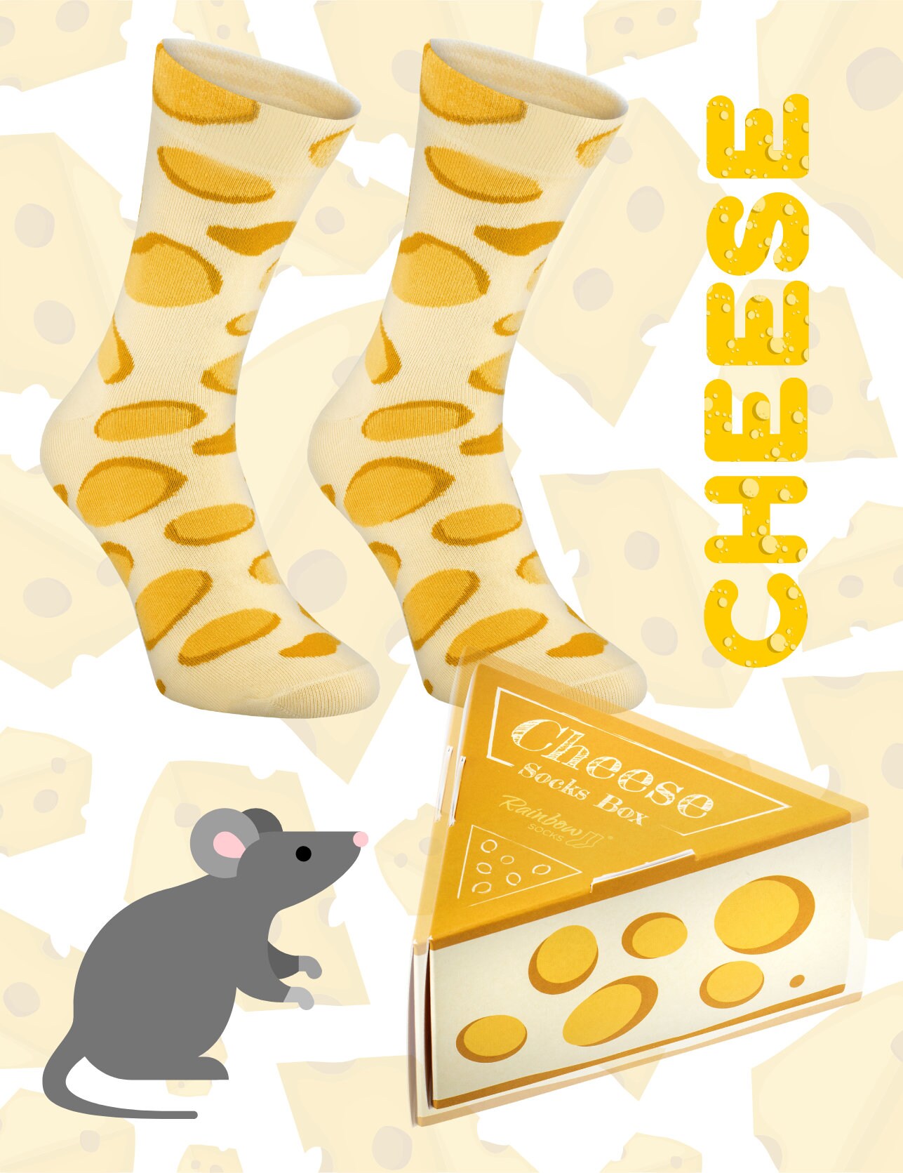 1 Pair Cheese Socks Box Cheesecheese Original Unique Socks Etsy
