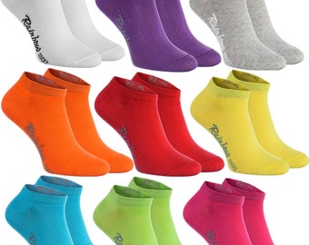 Calzini Arcobaleno - Calzini in cotone da donna e uomo, taglio basso, corti, casual, 9 paia