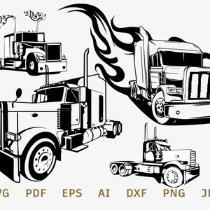 Semi Truck Bundle Set svg Truck Logo Vector Truck svg Cut Files PNG digital file DXF mages AI Files Download AC5228