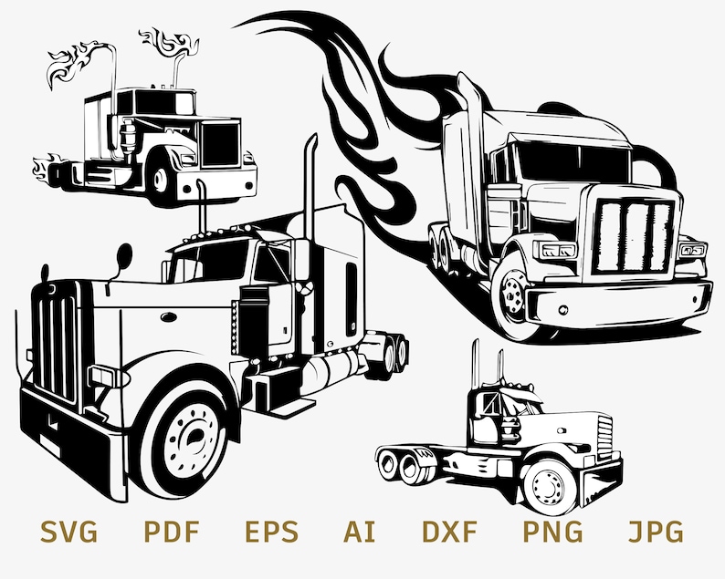 Download Semi Truck Bundle Set svg Truck Logo Vector Truck svg Cut ...