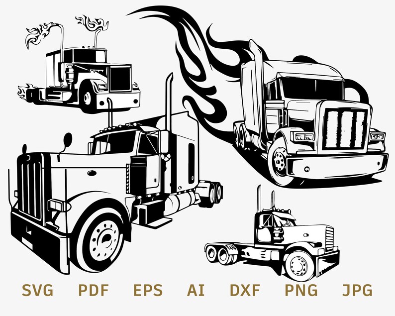 Download Semi Truck Bundle Set svg Truck Logo Vector Truck svg Cut ...