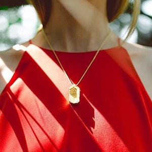 gold architectural necklace, 3D printed jewelry, statement necklace, modern necklace, gold relief necklace