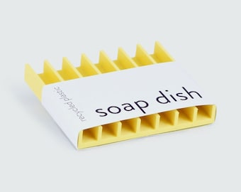 portasapone giallo, portasapone miele, plastica riciclata stampata 3d, portasapone sostenibile, scarico sapone, casa bagno, pezzo di design