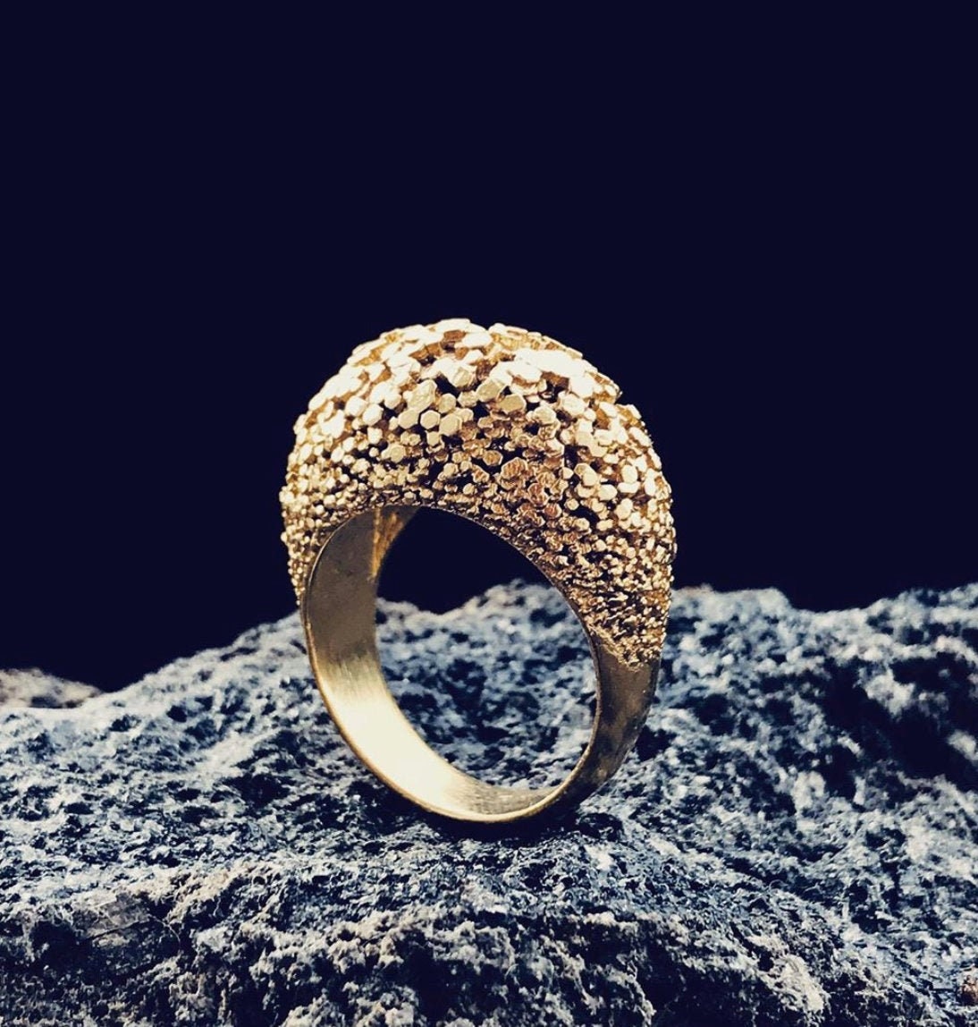 Gold Crystal Ring 3D Printed Jewelry Dragon Scales Jewelry - Etsy