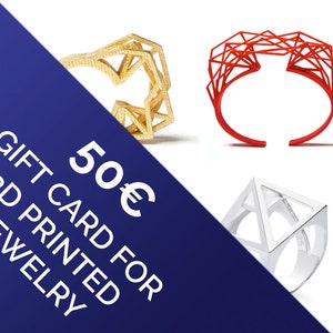 carte cadeau, bon joaillerie impression 3D, cadeau de dernière minute, coupon imprimable, idée de cadeau, 50 euro en carte cadeau