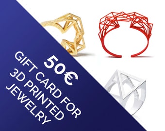 gift card, voucher for 3d printed jewelry , last minute present, printable voucher, artistic jewelry gift, gift idea, 50 euro gift card