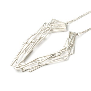 silver geometric necklace, 3D printed jewelry, celestial necklace, statement necklace, luxury necklace, contemporary jewelry, silver jewelry