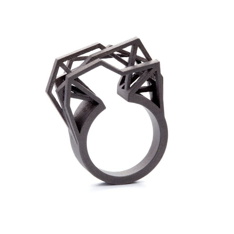 Architectural Titanium Ring, 3D Printed Jewelry, Light Metal Ring ...
