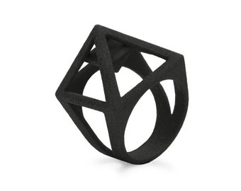 black pyramid ring, 3D printed jewelry, nylon ring, light ring, pyramid power ring, Egyptian ring, black geometric ring, Paris Louvre ring