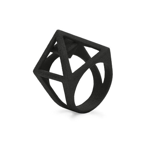 Sterling Silver Plastic Black Pyramid Ring Size 7.5 | eBay