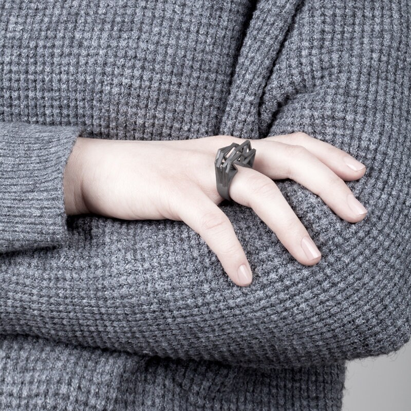 Architectural Titanium Ring, 3D Printed Jewelry, Light Metal Ring ...