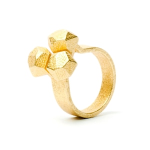 geometric gold ring, 3D printed jewelry, statement ring, modern ring, steel ring, minimal jewelry, cocktail ring, abstract jewelry