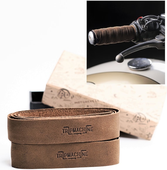 Motorcycle Handle Bar Leather Grip Wraps | Universal Accelerator Accessories | Leather Throttle Cover Wraps by Trip Machine Company