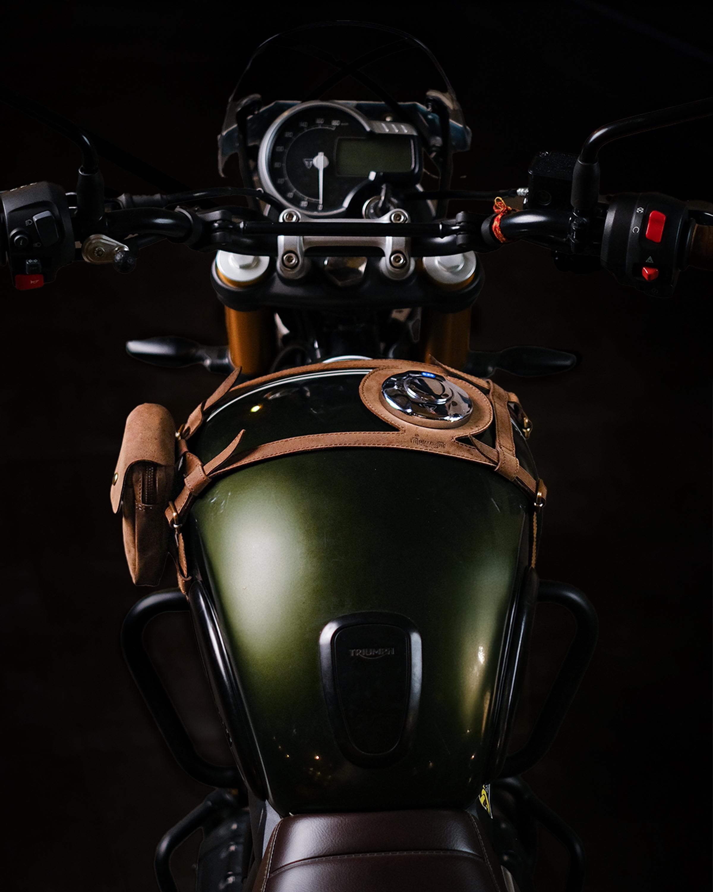 Full Grain Leather Motorcycle Fuel/gas Tank Straps, Adjustable
