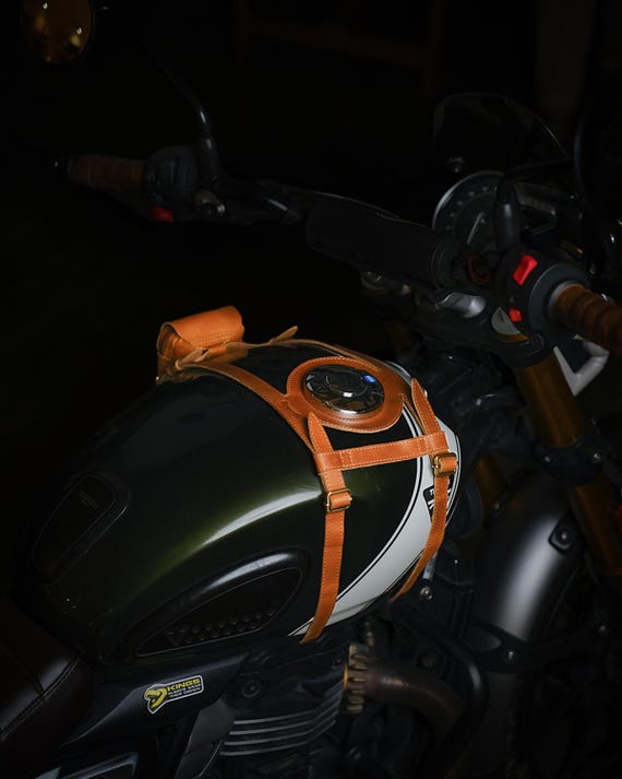Full Grain Leather Motorcycle Fuel/gas Tank Straps, Adjustable
