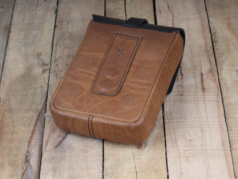 Leather Motorcycle Tank Pouch Vintage Tan Etsy