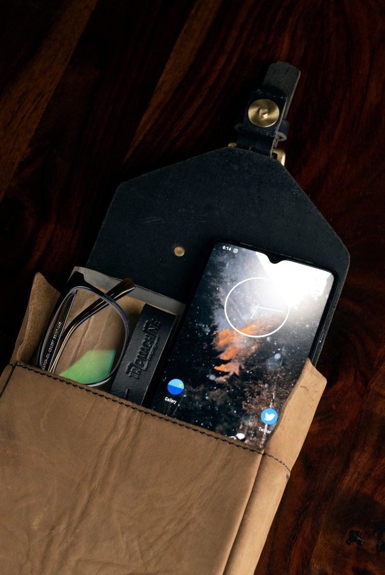 Leather Motorcycle Tank Pouch Tobacco Brown Etsy