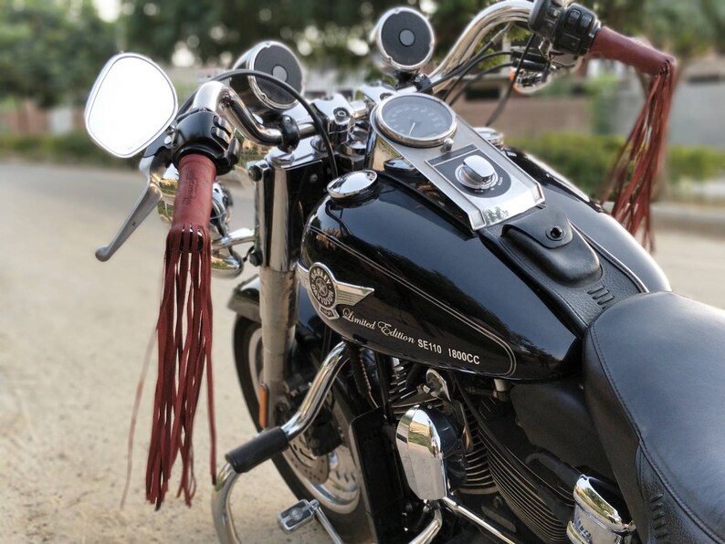 Leather Motorcycle Tassels Fringes Cherry Red for Harley Etsy