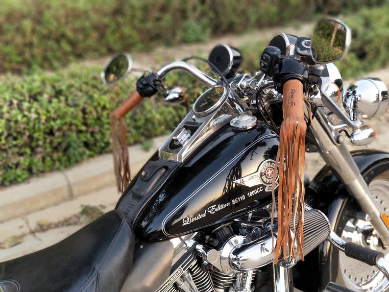 Leather Motorcycle Tassels Frills Vintage Tan for Harley Etsy