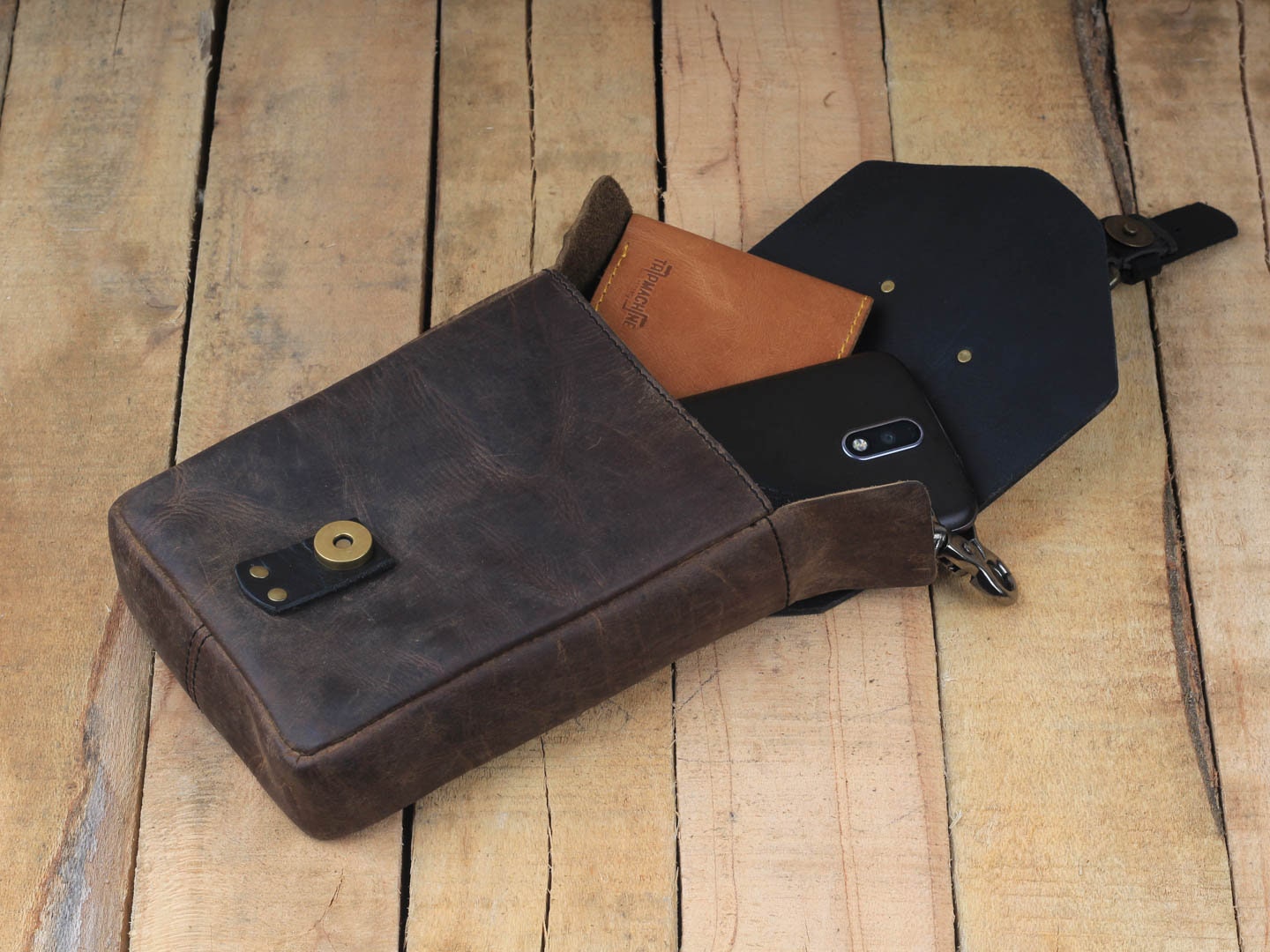 Leather Motorcycle Tank Pouch Tobacco Brown Etsy UK