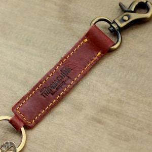 Full Grain Leather Artisan Classic Key Ring | Metal Keychain | Brass Keyring | Hand-Cut Keychain for Bike & Car by Trip Machine Company