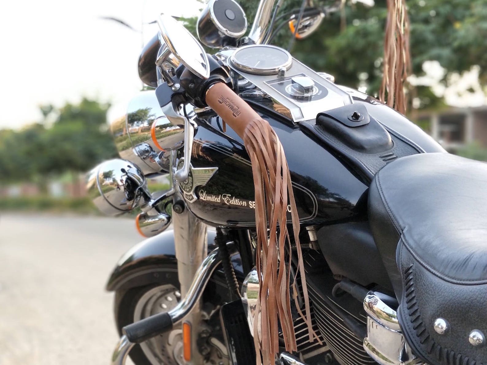 Leather Motorcycle Tassels Frills Vintage Tan for Harley Etsy