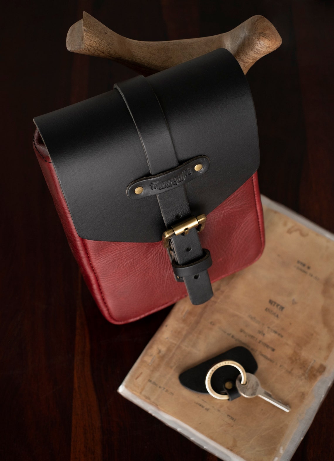 Leather Motorcycle Tank Pouch Cherry Red Etsy