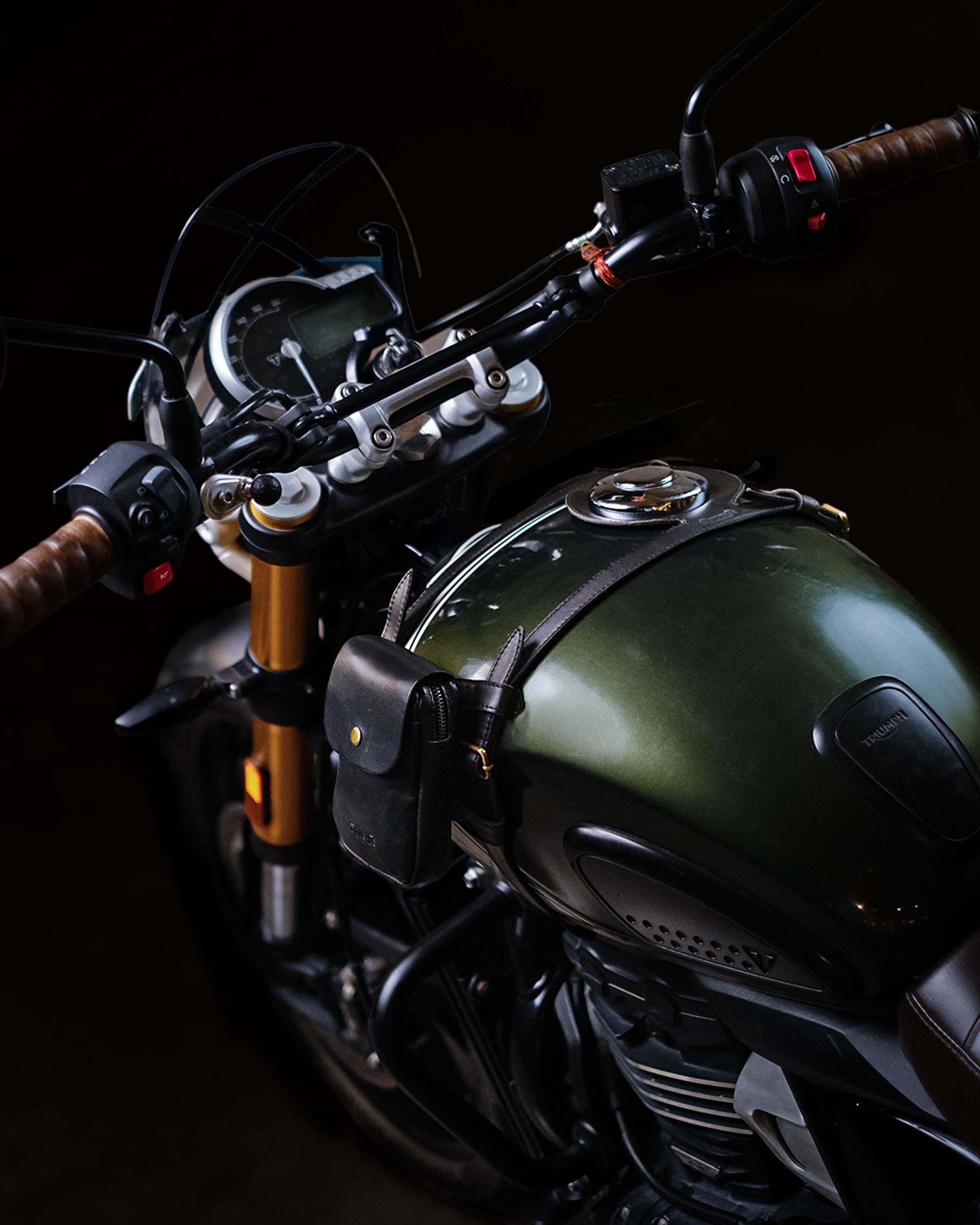 Full Grain Leather Motorcycle Fuel/gas Tank Straps, Adjustable