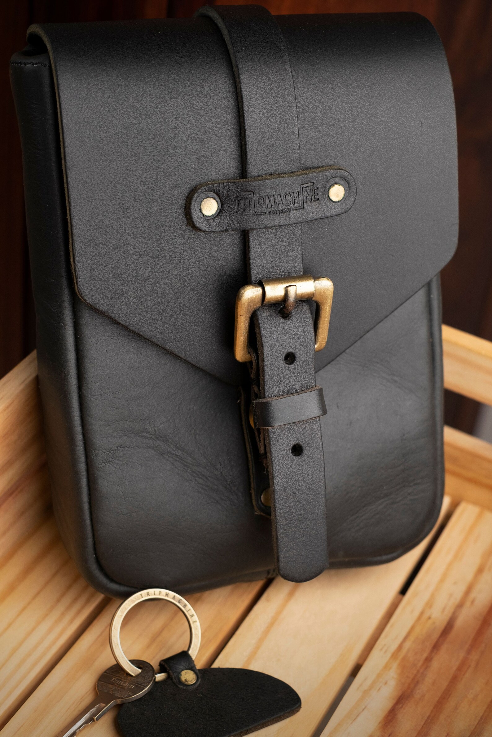 Leather Motorcycle Tank Pouch Matt Black Etsy