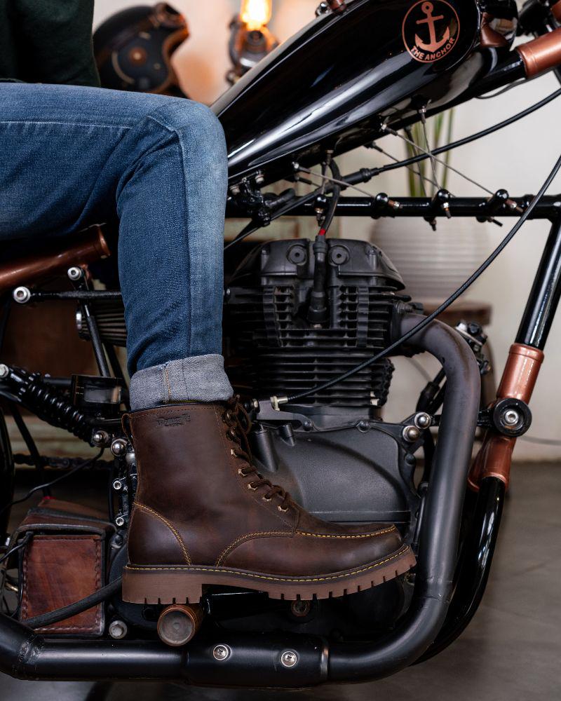Moc Toe Work Boots As Motorcycle Boots Handmade Full Grain Leather