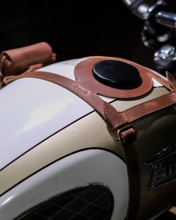 Full Grain Leather Motorcycle Fuel/gas Tank Straps, Adjustable
